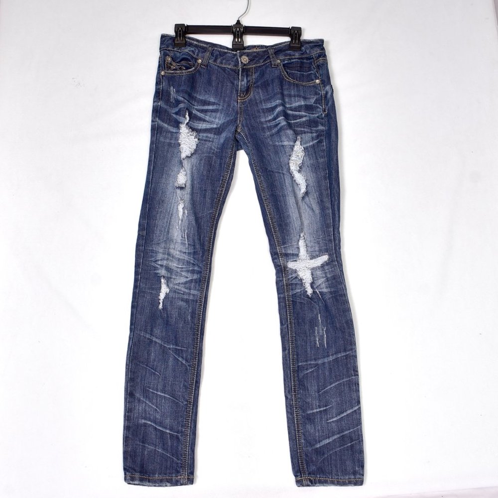Almost Famous Distressed Women's Blue Jeans Size 9
